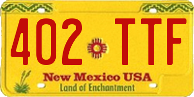 NM license plate 402TTF