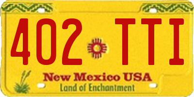 NM license plate 402TTI
