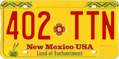 NM license plate 402TTN