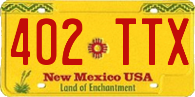 NM license plate 402TTX