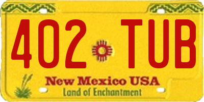 NM license plate 402TUB