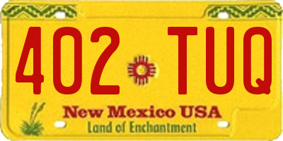 NM license plate 402TUQ