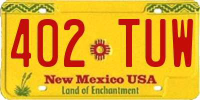 NM license plate 402TUW
