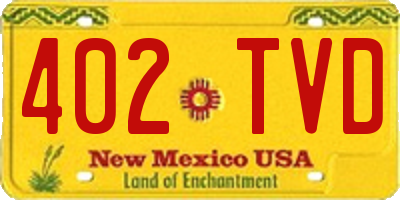 NM license plate 402TVD