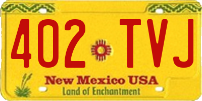 NM license plate 402TVJ