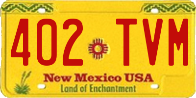 NM license plate 402TVM