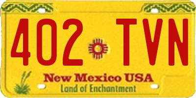 NM license plate 402TVN