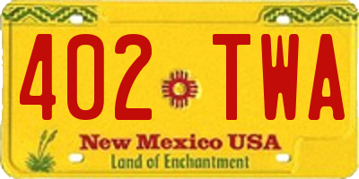 NM license plate 402TWA