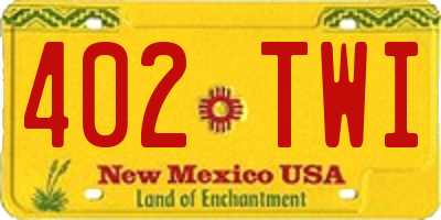 NM license plate 402TWI