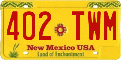 NM license plate 402TWM