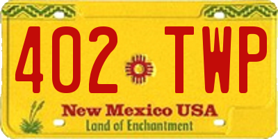 NM license plate 402TWP