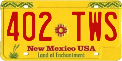 NM license plate 402TWS