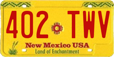 NM license plate 402TWV