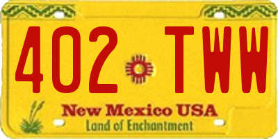 NM license plate 402TWW