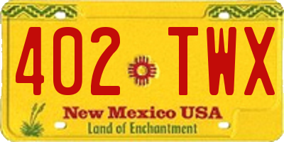 NM license plate 402TWX