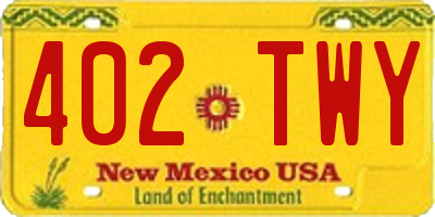 NM license plate 402TWY