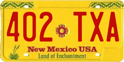 NM license plate 402TXA