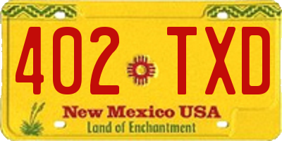 NM license plate 402TXD