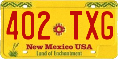 NM license plate 402TXG