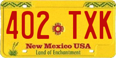 NM license plate 402TXK