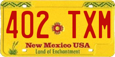 NM license plate 402TXM