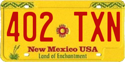 NM license plate 402TXN