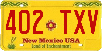 NM license plate 402TXV