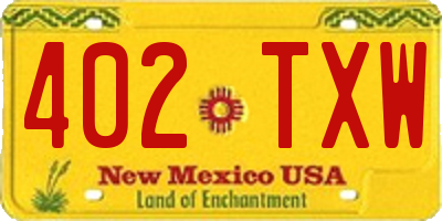 NM license plate 402TXW
