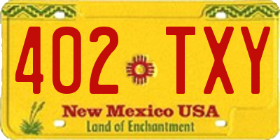 NM license plate 402TXY