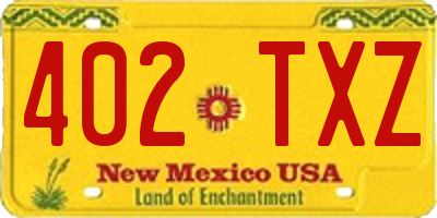NM license plate 402TXZ