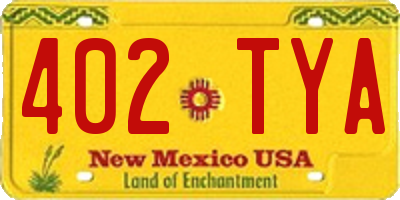 NM license plate 402TYA