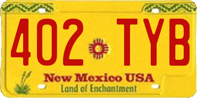 NM license plate 402TYB