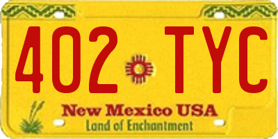 NM license plate 402TYC