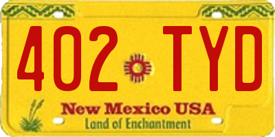 NM license plate 402TYD