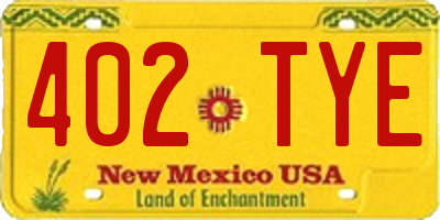 NM license plate 402TYE