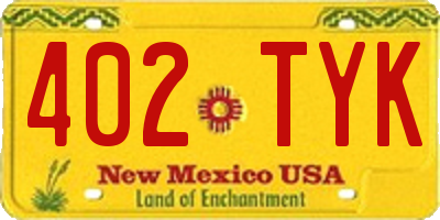 NM license plate 402TYK