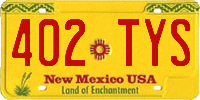 NM license plate 402TYS