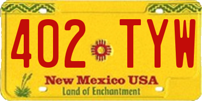 NM license plate 402TYW