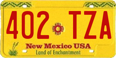 NM license plate 402TZA