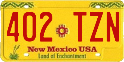 NM license plate 402TZN