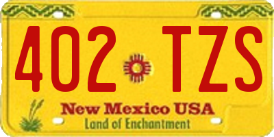 NM license plate 402TZS