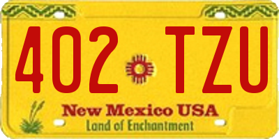 NM license plate 402TZU