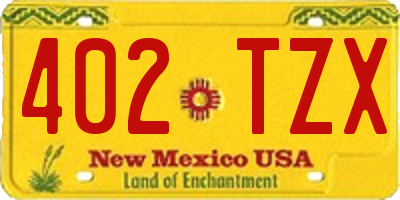 NM license plate 402TZX