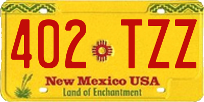 NM license plate 402TZZ