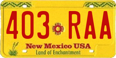 NM license plate 403RAA