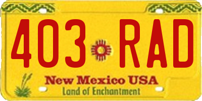 NM license plate 403RAD