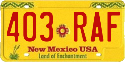 NM license plate 403RAF