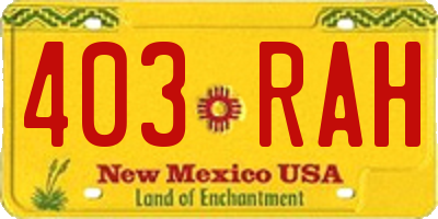 NM license plate 403RAH