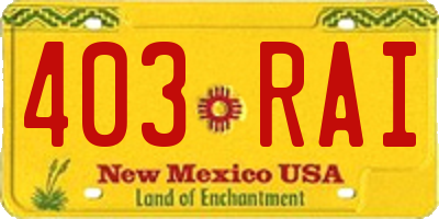 NM license plate 403RAI