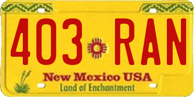 NM license plate 403RAN